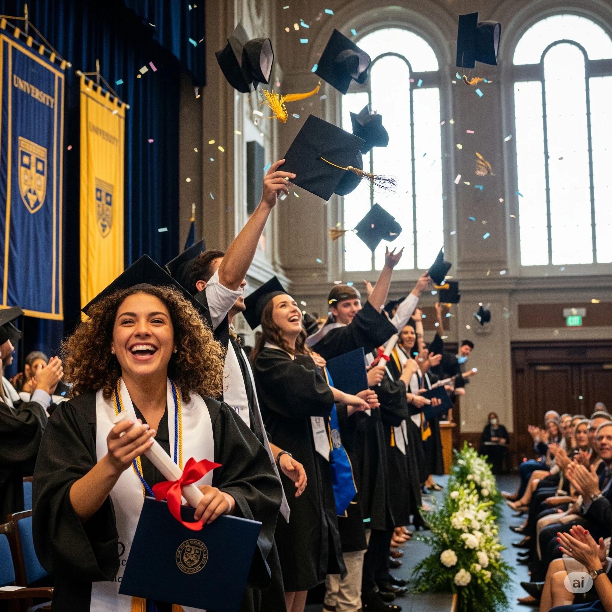 Students celebrating scholarship success